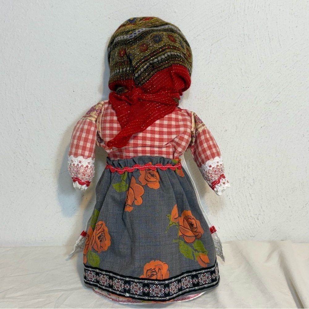 Vintage handmade faceless traditional folk rag doll fabric beads necklace RARE - Picture 3 of 16
